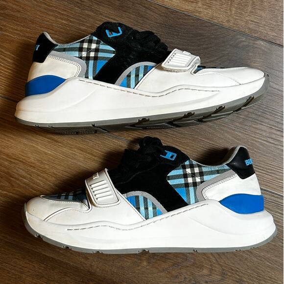 BURBERRY London England Blue Plaid Men's Sneakers Size EU 41 US 8 - Picture 3 of 11